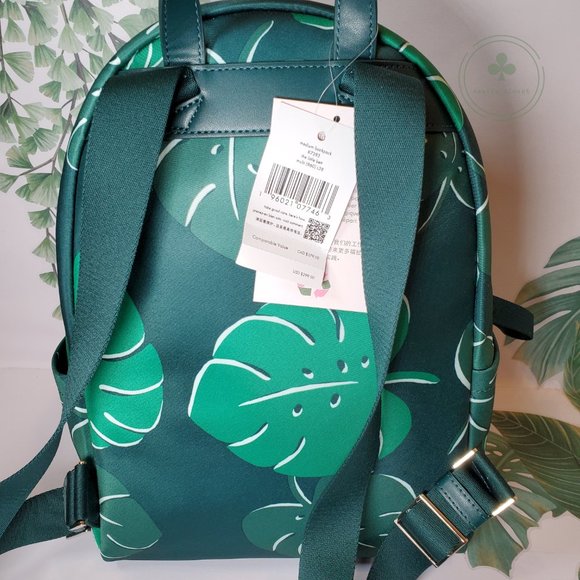 MAKE AN OFFER Kate Spade Chelsea Monstera Leaves Print Medium Nylon Backpack main image 4